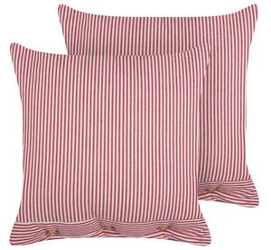 2 db díszpárna AALITA Pamut 45 x 45 cm Piros Csíkos