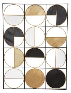 Fali dekoráció 100x76 cm, kör formákkal, fém, fehér - bézs - fekete - GEOMETRICO