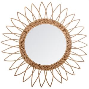 Fali tükör 50 cm, kerek, nap formájú, fa - SOL