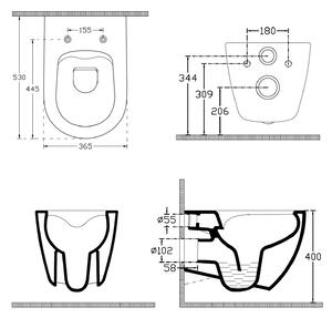 Isvea, INFINITY függő WC csésze, Perem nélküli, 36,5x53cm, Elefántcsont, 10NF02001-2K