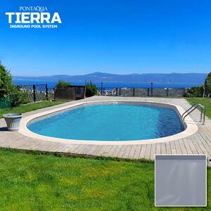 TIERRA CLOUD POOL süllyesztett ovális medence 8,0 x 4,0 x 1,5 m, szürke színű fóliával