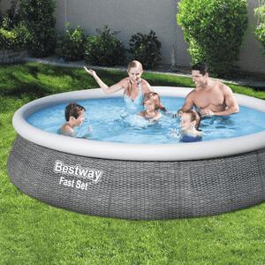 Bestway St Tropez rattan hatású, felfújható peremű medence szett 396 x 84 cm