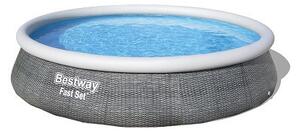 Bestway St Tropez rattan hatású, felfújható peremű medence szett 396 x 84 cm
