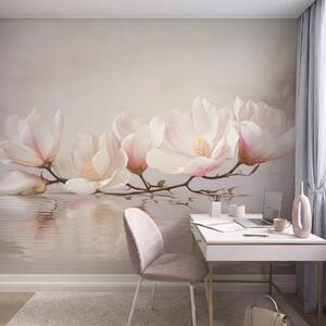 Fotótapéta Magnólia ág virágokkal a nyugodt víz tükrében, Fotótapéta virágok és növények, w05353v1 : Uwalls.hu