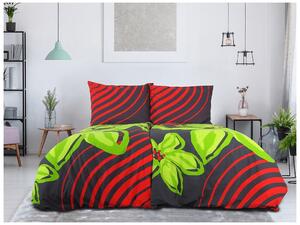Pamut ágynemű FLOERIC piros-zöld Ágyneműhuzat mérete: 70 x 90 cm | 140 x 200 cm