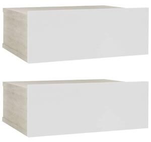 VidaXL 800317 Floating Nightstands 2 pcs White and Sonoma Oak 40