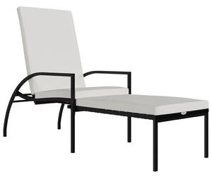 VidaXL fekete polyrattan napozóágy lábtartóval