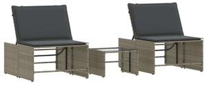 VidaXL - Polyrattan Napozóágy Szett - 2 db - Szürke