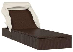 VidaXL Napozóágy - Polyrattan - Barna - 213x63x97 cm