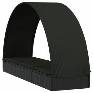 VidaXL Napozóágy - Fekete Polyrattan - 211cm