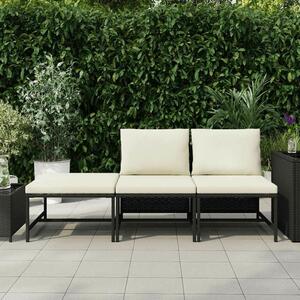 VidaXL Kerti Ülőgarnitúra - 3 részes - Fekete Polyrattan