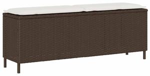 Barna polyrattan kerti pad párnával 110x30x40,5 cm