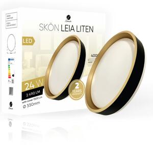 Skön Leia Liten 24 W-os ø330 mm kerek natúr fehér, fekete-arany színű lámpa, IP20