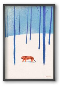 Tiger in the snow - falikép keretben | artbridge