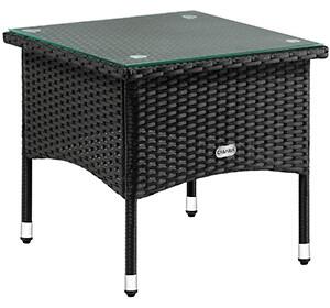 Kerti kisasztal, polyrattan, fekete, 50 x 50 x 45 cm
