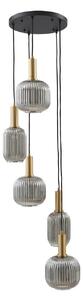 Függőlámpa Lindby, Doroteo, dimmable, Szürke, Étkező, Üveg, Vintage