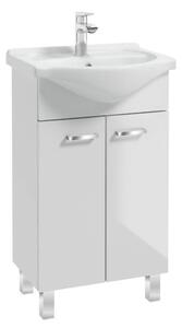 Erga Lumi, mosogató szekrény + kerámia mosogató 50x41cm, fehér fényes króm fogantyú, ERG-207-D-05012+1520