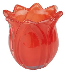 TULIP üveg mécsestartó , piros