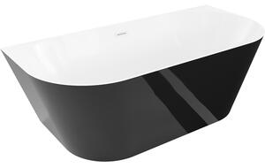 Mexen Oval Slim, szabadon álló, falhoz szerelhető kád, 170 x 80 cm, fehér-fekete, fehér túlfolyóval, 52661708075-20