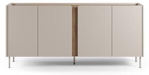 Krémszínű-natúr színű komód tölgyfa dekorral 180x82x40 cm Lucile – Marckeric