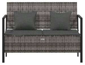 VidaXL 2 személyes szürke polyrattan kerti kanapé párnával