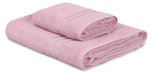 Rózsaszín pamut törölköző és fürdőlepedő készlet 2 db-os Dora – Foutastic