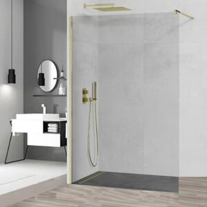 Arlo Gold Walk-In Nano több méretben, univerzális zuhanyfal 8 mm vastag vízlepergető biztonsági üveggel, arany színű, 200 cm magas