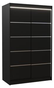 BENISSO tolóajtós szekrény, 120x200x58, fekete + LED