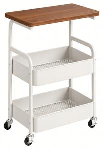 Görgős tárolóasztal NEXORA 77x43 cm, fehér