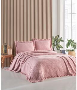 Rózsaszín ágytakaró és párnahuzat szett franciaágyra 220x240 cm Ilda - Mijolnir