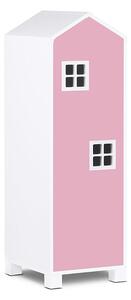 MIRUM 08 gyerek szekrény, 40x126x45, fehér/rózsaszín