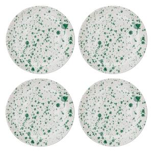Fehér-zöld agyagkerámia desszertes tányér készlet 4 db-os ø 18 cm Carnival – Ladelle