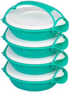 Ételhordó MagicHome, kerek, 4 részes, színes, 4x 1000 ml, 22,4x20,5x29,5 cm