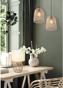 Fehér-natúr színű asztali lámpa (magasság 38 cm) Rike – Trio