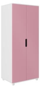 PASCO ruhásszekrény, 80x194x57, fehér/rózsaszín