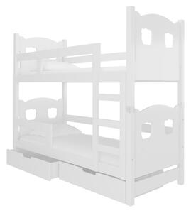 MARABA emeletes ágy, 180x75, fehér