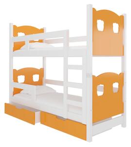 MARABA emeletes ágy, 180x75, fehér/narancs