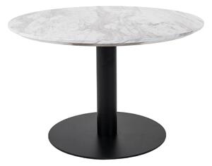 Fehér-fekete kerek dohányzóasztal márvány dekoros asztallappal 70x70 cm Bolzano – House Nordic