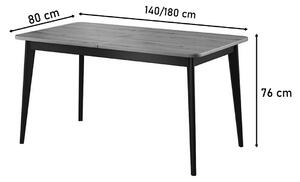 PRIMO-NORDI kinyitható étkezőasztal, 140-180x76x80, dub artisan