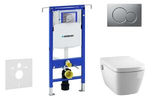 Geberit Duofix - Modul a fali WC-hez nyomógombos Sigma01, matt króm + Tece One - zuhanyzós WC és ülőkéje, perem nélküli, SoftClose 111.355.00.5 NT3