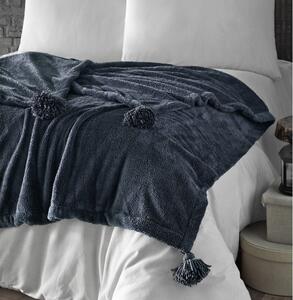 Antracitszürke mikroplüss ágytakaró egyszemélyes ágyra 160x200 cm Puffy – Mijolnir