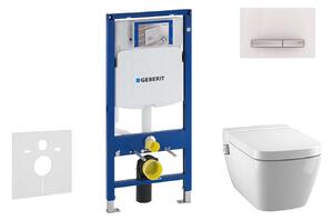 Geberit Duofix - Modul a fali WC-hez nyomógombos Sigma50, alpesi fehér + Tece One - zuhanyzós WC és ülőkéje, perem nélküli, SoftClose 111.300.00.5 NT8