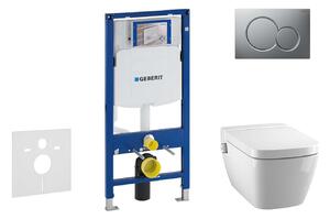 Geberit Duofix - Modul a fali WC-hez nyomógombos Sigma01, matt króm + Tece One - zuhanyzós WC és ülőkéje, perem nélküli, SoftClose 111.300.00.5 NT3