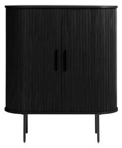 Fekete szekrény tölgyfa dekorral 100x118 cm Nola – Unique Furniture