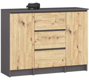 AKORD K100 Klasszikus Komód Laminált Grafit-Artisan Tölgy