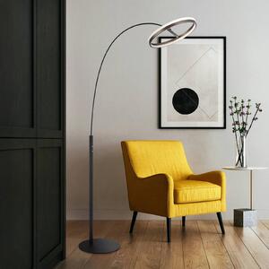 Globo Della LED álló lámpa, magasság 190 cm, fekete/sötétszürke, fém, dimmelhető, Fekete, Nappali / Étkező, Alumínium, Modern