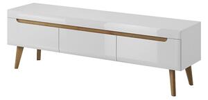 NORDI NRTV160 TV asztal, 160x50x40 cm, magasfényű fehér/riviera tölgy
