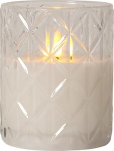 Flamme Romb fehér LED viaszgyertya üvegben, magasság 12,5 cm - Star Trading