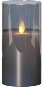 M-Twinkle szürke LED viaszgyertya üvegben, magasság 15 cm - Star Trading