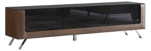 TV-állvány Sovera 104, Közepes sűrűségű farostlemez, Laminált forgácslap, 52x199x48cm, Fényes fekete, Dió